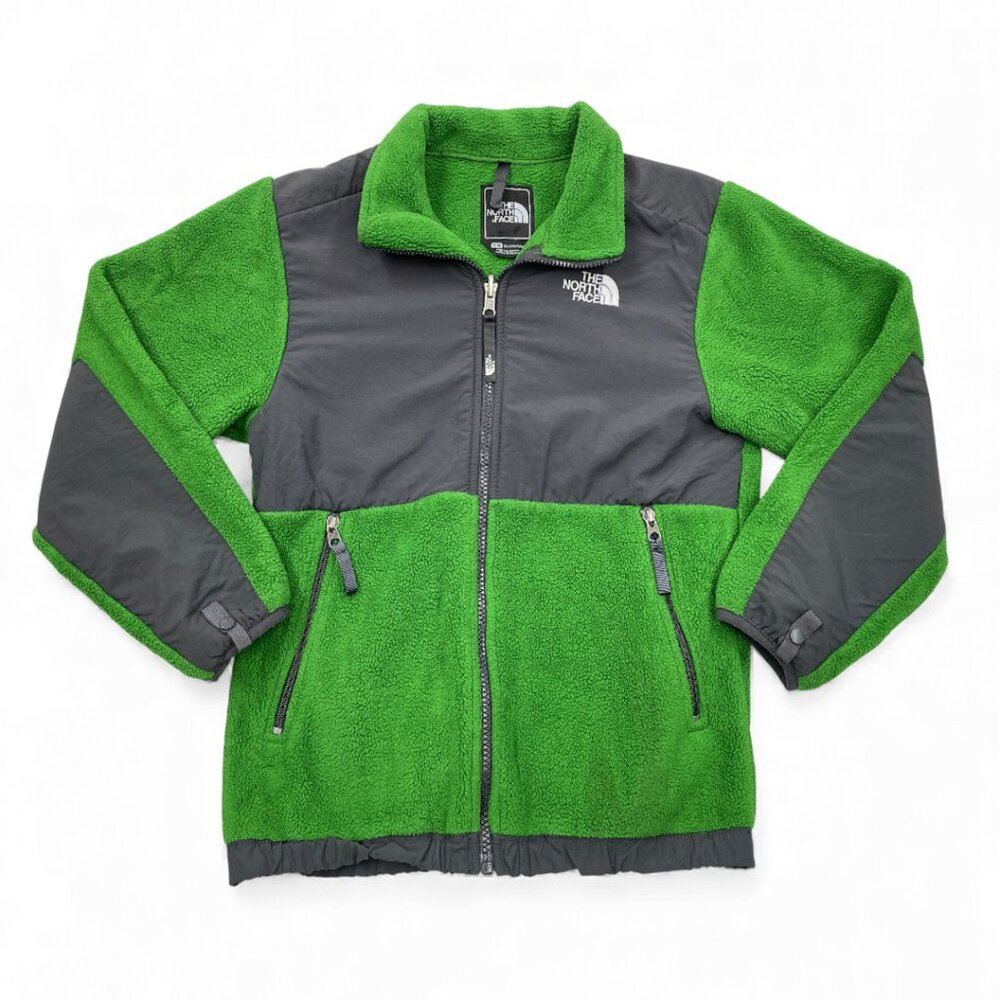 The North Face Green Gray Fleece Polartec Zip Jacket Boys Kids Medium 10-12